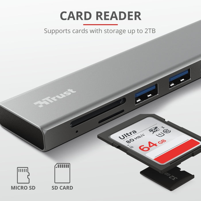 USB hub, TRUST Halyx Fast USB-C Hub &amp; Card Reader