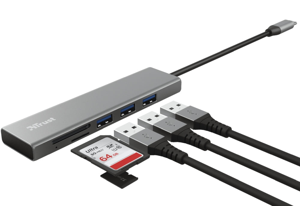 USB hub, TRUST Halyx Fast USB-C Hub &amp; Card Reader