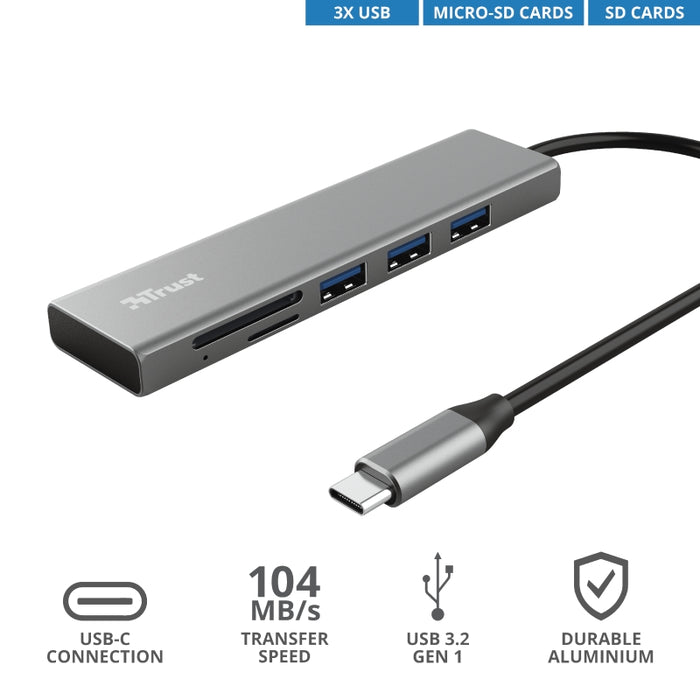 USB hub, TRUST Halyx Fast USB-C Hub &amp; Card Reader