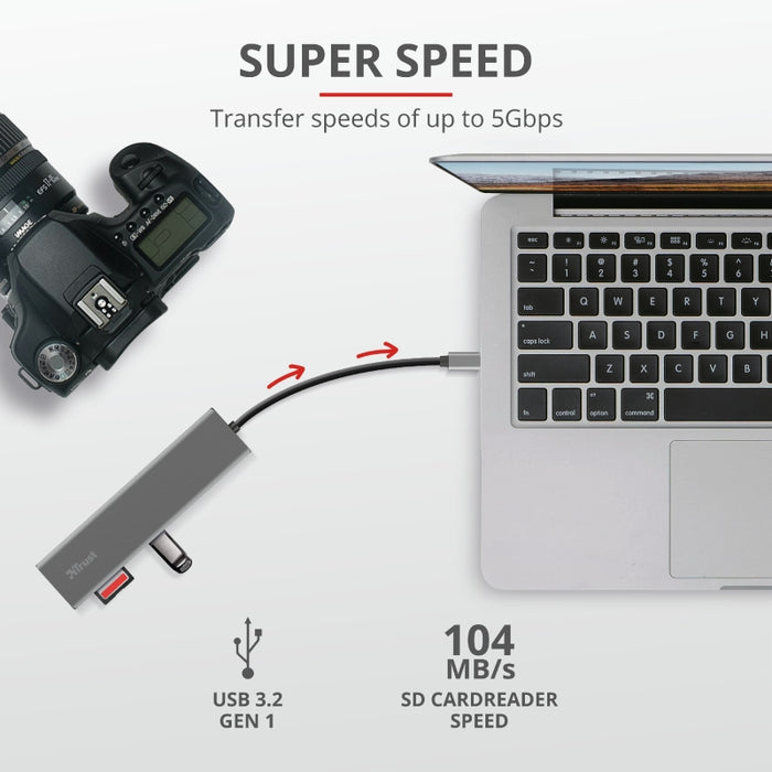 USB hub, TRUST Halyx Fast USB-C Hub &amp; Card Reader