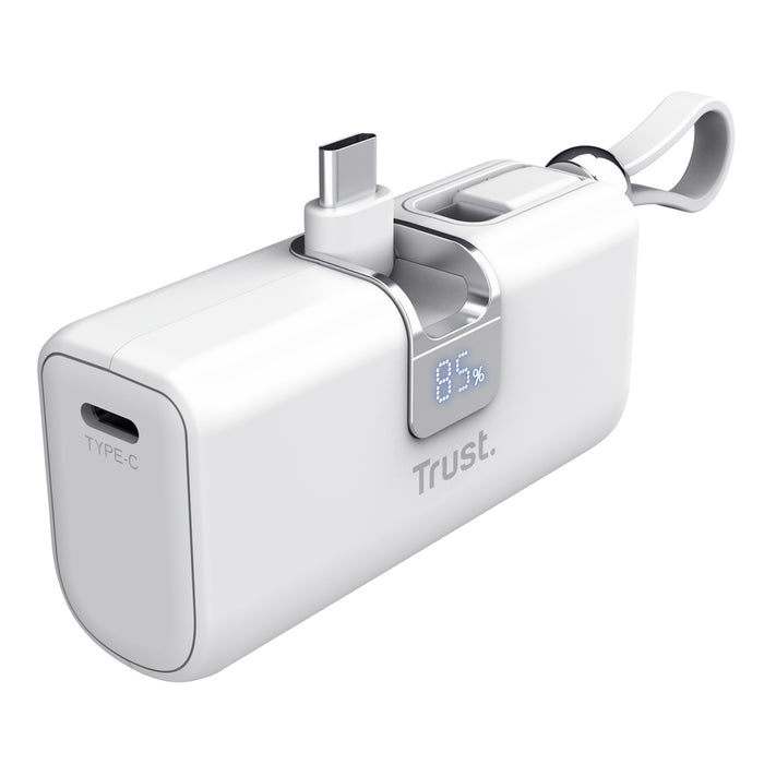 TRUST Pacto 5000 mAh Джобна външна батерия, бяла