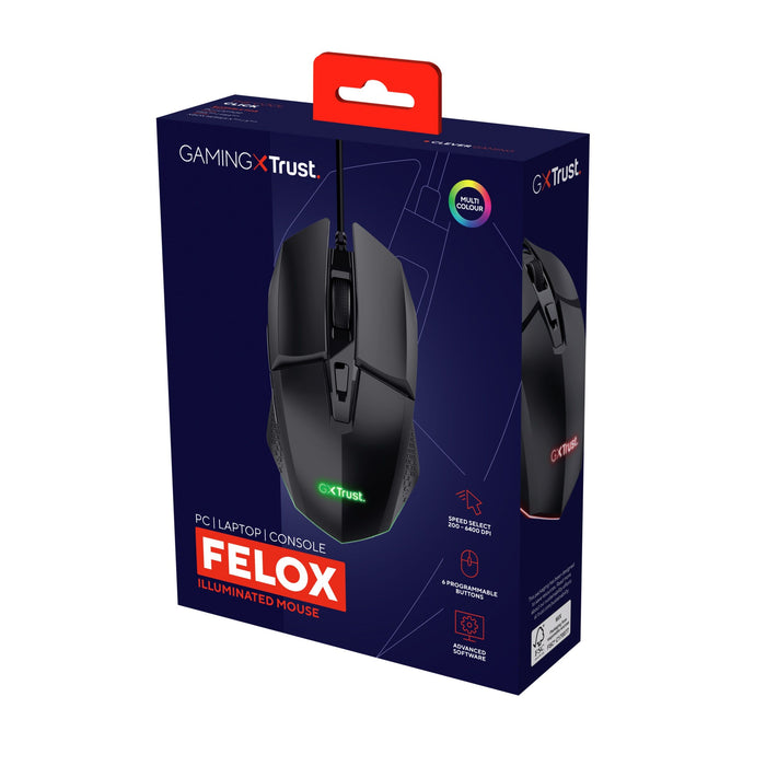 Гейминг мишка Trust - GXT109 Felox, оптична, черна