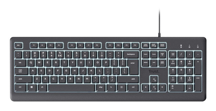 Клавиатура Trust Primo Beleuchtete за дома/офиса, USB, QWERTY, американски английски, черна