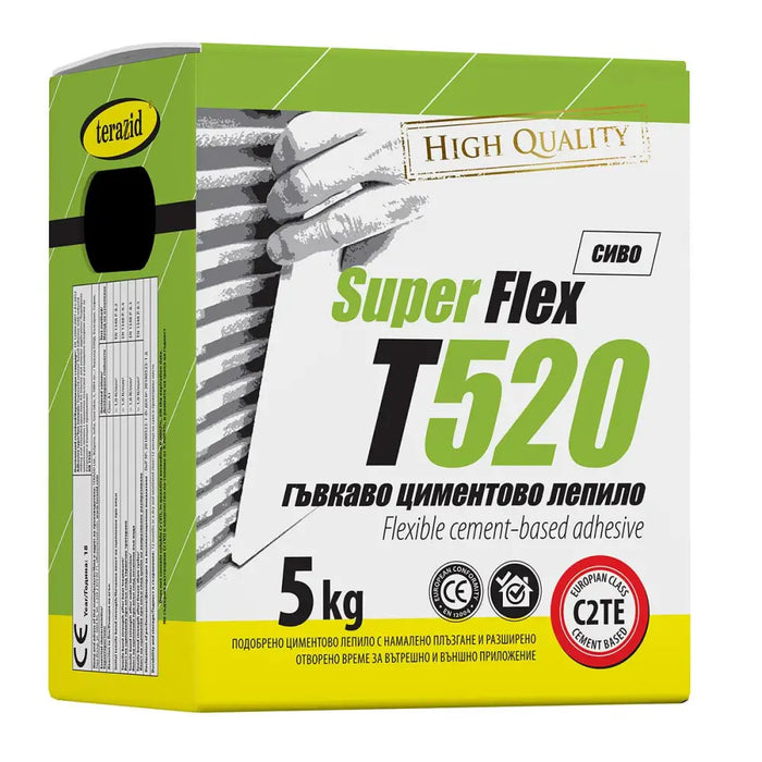 ЦИМЕНТОВО ЛЕПИЛО SUPER FLEX T520 5КГ СИВ