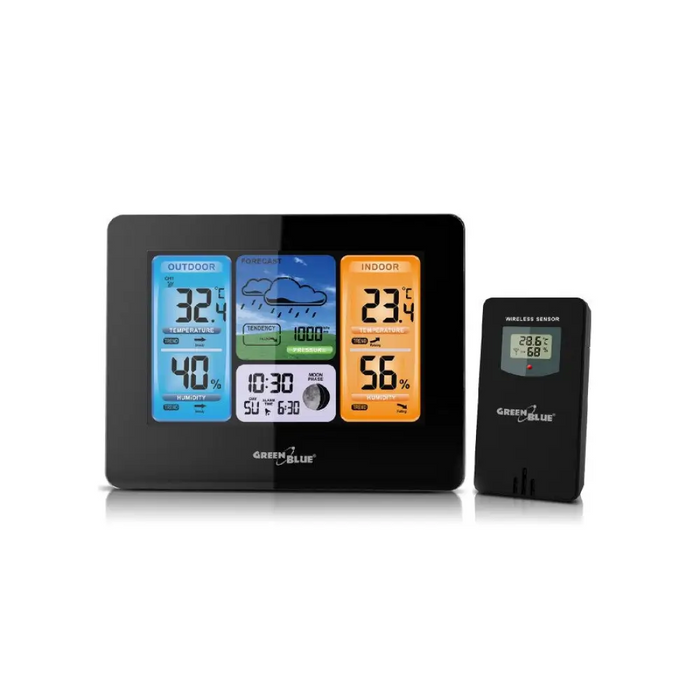 Цифрова метеостанция Greenblue GB526 Черна батерия