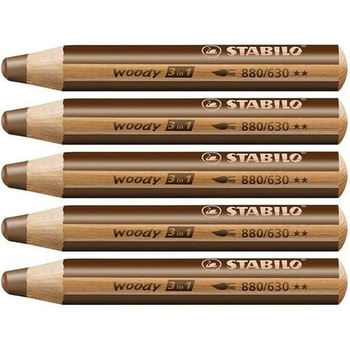 Цветни моливи Stabilo Woody Кафяв 3 в 1 (5 броя)