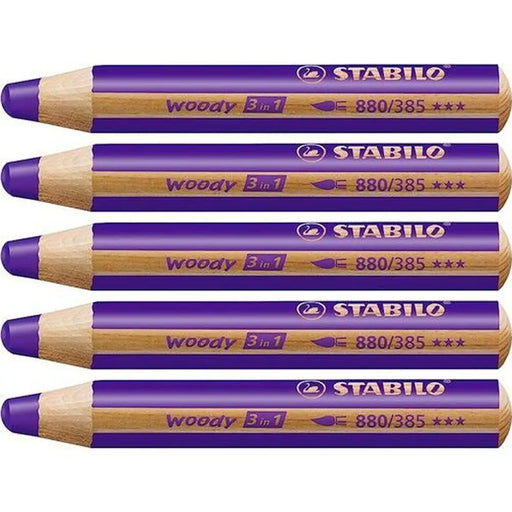 Цветни моливи Stabilo Woody Виолетов 3 в 1 (5 броя)
