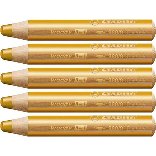 Цветни моливи Stabilo Woody Златен 3 в 1 (5 броя)