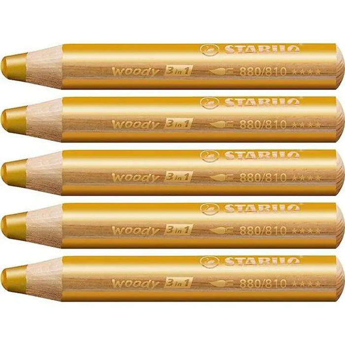 Цветни моливи Stabilo Woody Златен 3 в 1 (5 броя)