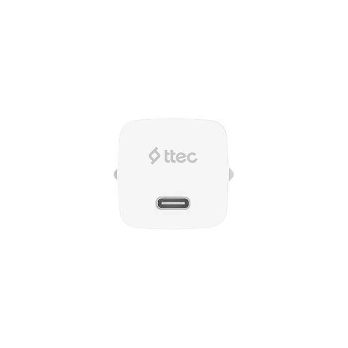 ЗАРЯДНО 220V TTEC 30W PD GaN WHITE+CABLE