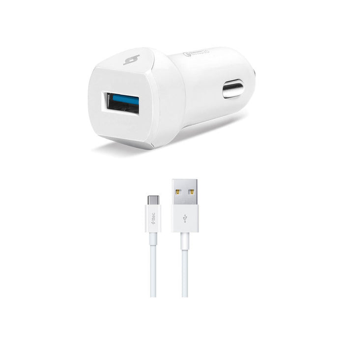 ЗАРЯДНО 12V TTEC 18W QC 3.0 WHITE+CABLE*