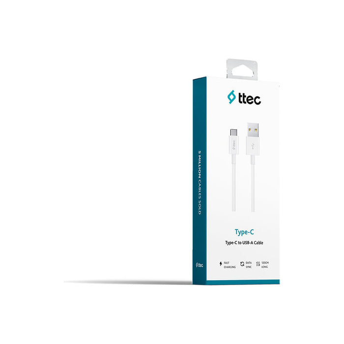 КАБЕЛ TTEC TYPE-C TO USB-A 1.2 m WHITE
