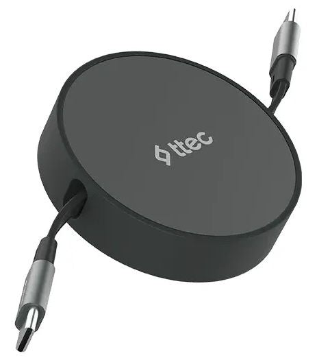 Кабел ttec – Mini Retractable, 100W, USB-C/USB-C, черен