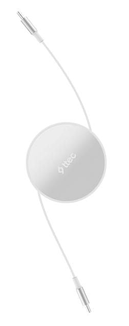 Кабел ttec – Mini Retractable, 100W, USB-C/USB-C, бял