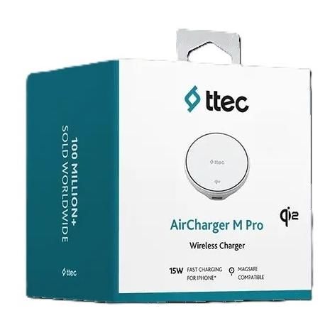 Безжично зарядно Ttec – AirCharger M Pro, 15W, Qi2, бяло