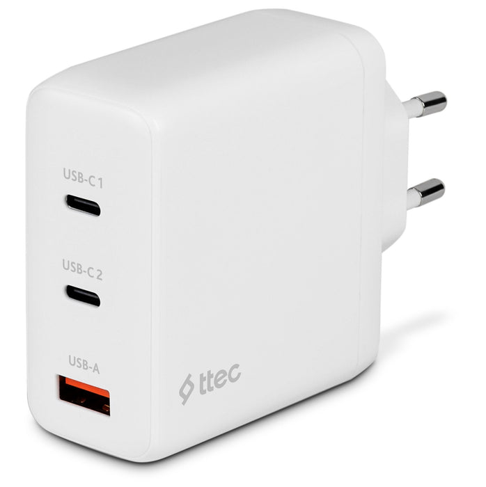 Зарядно устройство ttec - SmartCharger Trio 2SCG04B, 120W, GAN, бяло