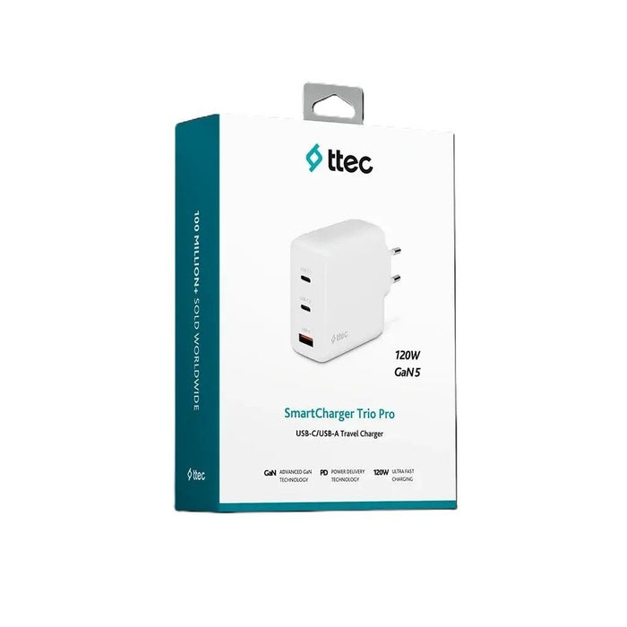 Зарядно устройство ttec - SmartCharger Trio 2SCG04B, 120W, GAN, бяло