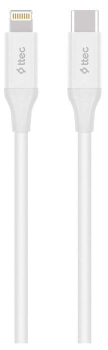 Кабел ttec - Lightning Fast Charging, USB-C/Lightnning, 1.5 m, бял