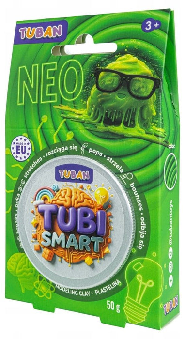 Сензорна маса за моделиране Tuban - Tubi Smart, Neo, 50 g, зелен неон