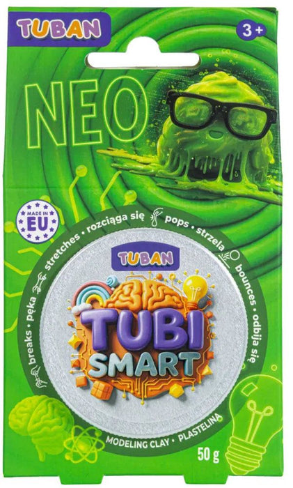 Сензорна маса за моделиране Tuban - Tubi Smart, Neo, 50 g, зелен неон