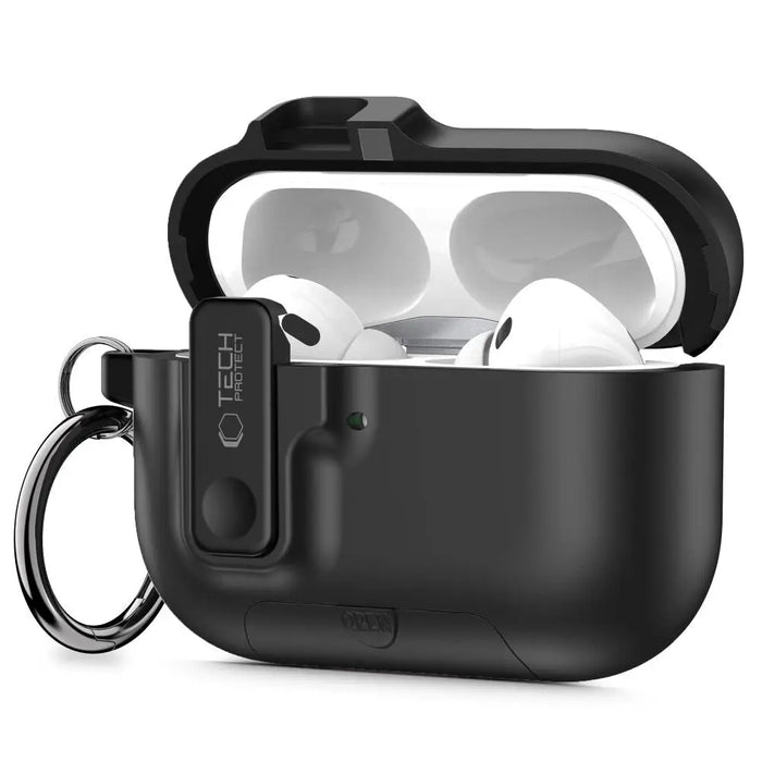 Тънък калъф Tech-Protect с кука за AirPods Pro 3 - черен