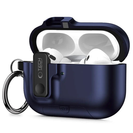 Тънък калъф Tech-Protect с кука за AirPods Pro 3 - тъмносин