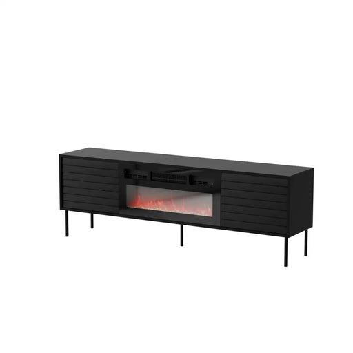 ТВ шкаф Cama CORTINA 180x40x60 черен + черна камина