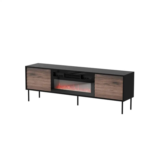 ТВ шкаф Cama CORTINA 180x40x60 черен/орех + черна камина