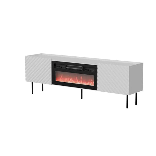 ТВ шкаф Cama LUCCA 180x40x59 бял + черна камина