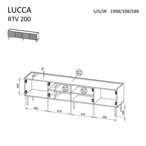 ТВ шкаф Cama LUCCA 4D 200x40x59 кашмир