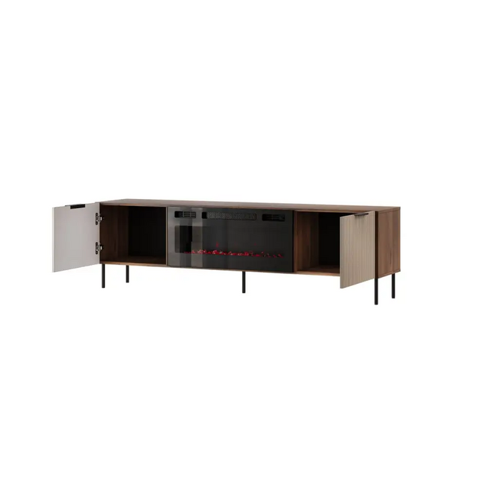 ТВ шкаф ALMERA 180.5x42x52.5 орех/кашмир + черна камина