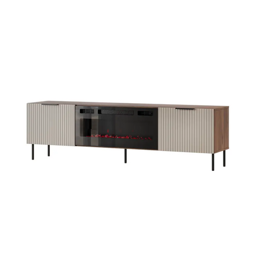 ТВ шкаф ALMERA 180.5x42x52.5 орех/кашмир + черна камина
