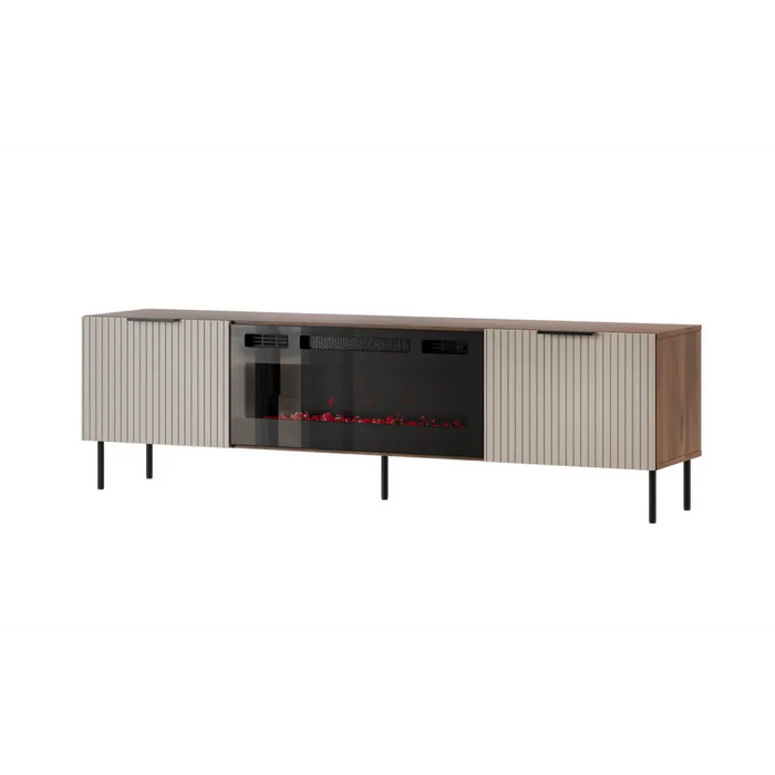 ТВ шкаф ALMERA 180.5x42x52.5 орех/кашмир + черна камина