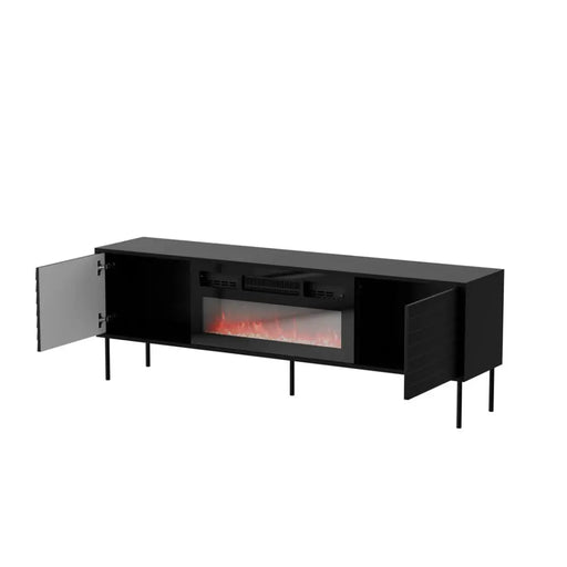 ТВ шкаф Cama CORTINA 180x40x60 черен + черна камина
