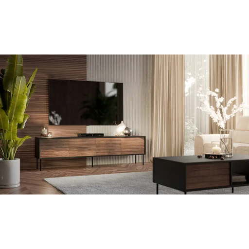ТВ шкаф Cama CORTINA 4D 200x40x55 черен/орех