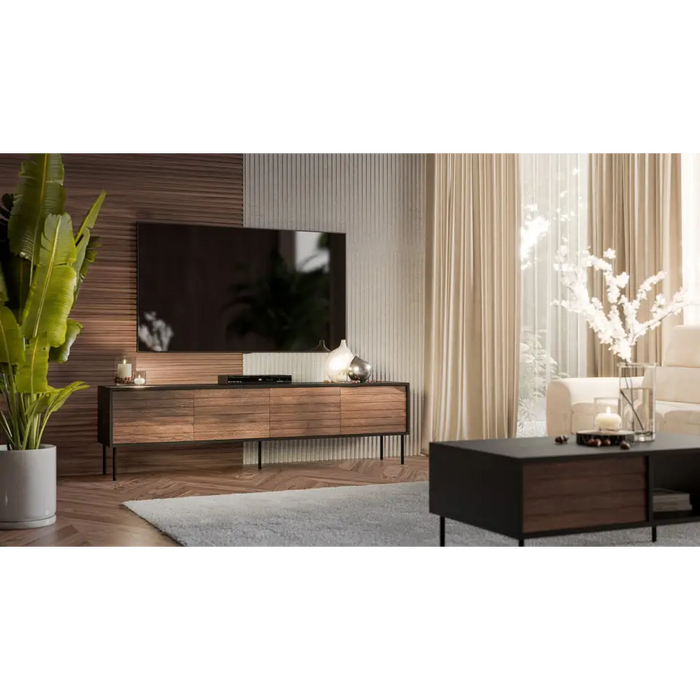 ТВ шкаф Cama CORTINA 4D 200x40x55 черен/орех