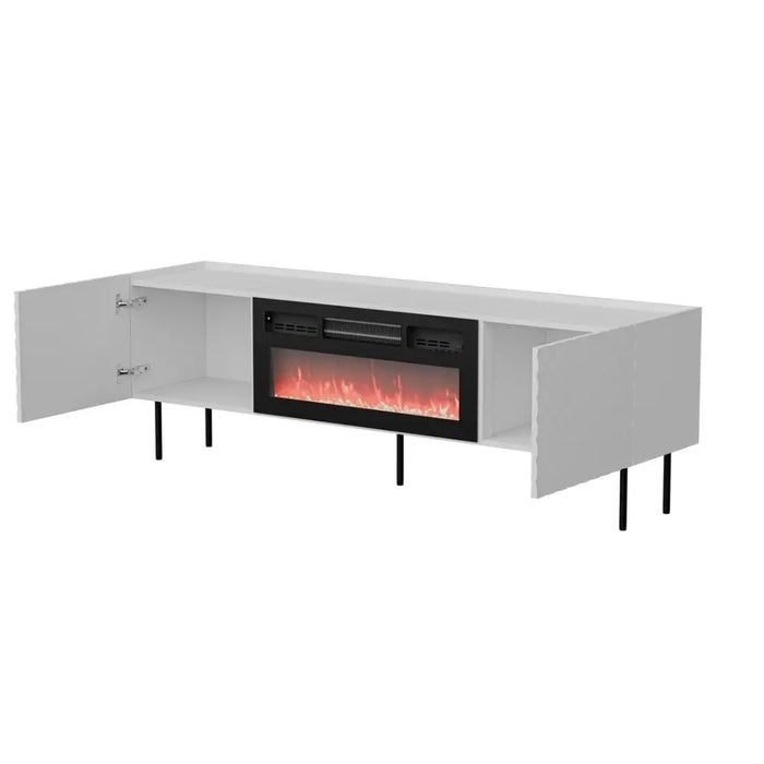 ТВ шкаф Cama LUCCA 180x40x59 бял + черна камина