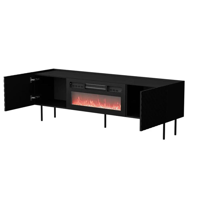 ТВ шкаф Cama LUCCA 180x40x59 черен + черна камина