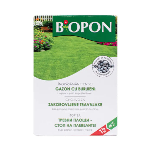 ТВЪРД ТОР ЗА ТРЕВНИ КИЛИМИ ПРОТИВ ПЛЕВЕЛИ 1KG BIOPON