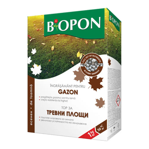 ТВЪРД ТОР ЗА ТРЕВНИ ПЛОЩИ ЕСЕН 1KG BIOPON
