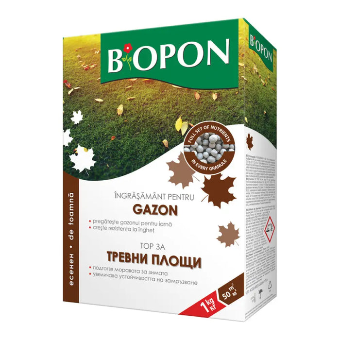 ТВЪРД ТОР ЗА ТРЕВНИ ПЛОЩИ ЕСЕН 1KG BIOPON