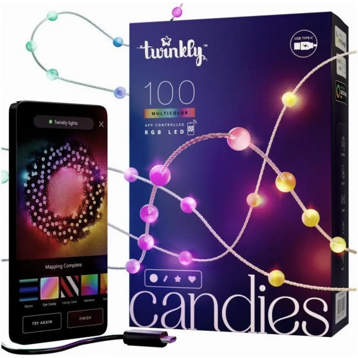 Twinkly Candies LED лампички за коледна елха TWKP100RGB-T 6