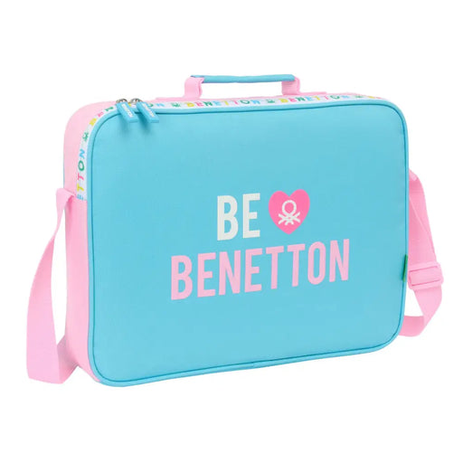 Ученическа Чанта Benetton Unique Розов цвят тюркоаз 38 x 28