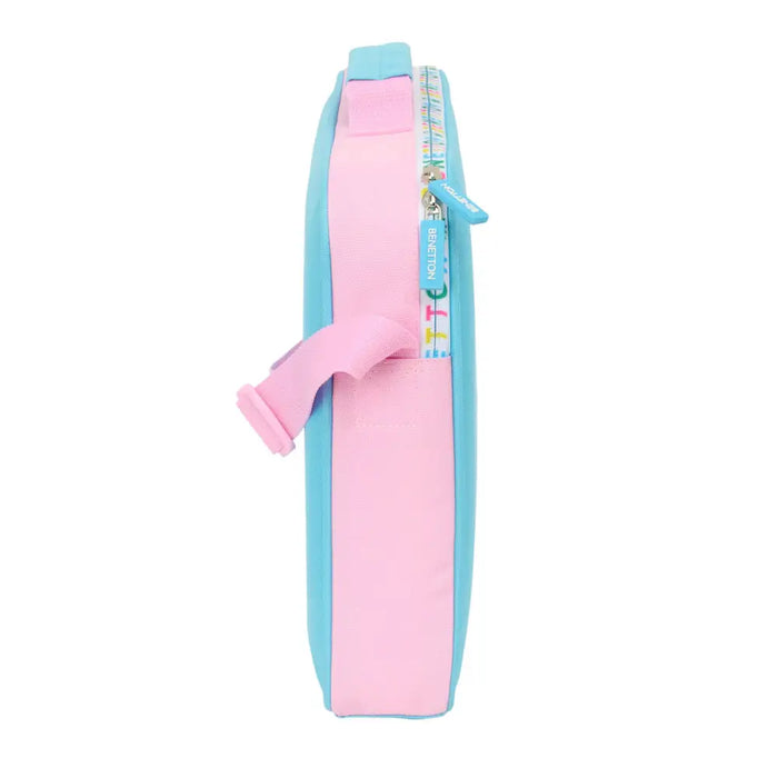 Ученическа Чанта Benetton Unique Розов цвят тюркоаз 38 x 28