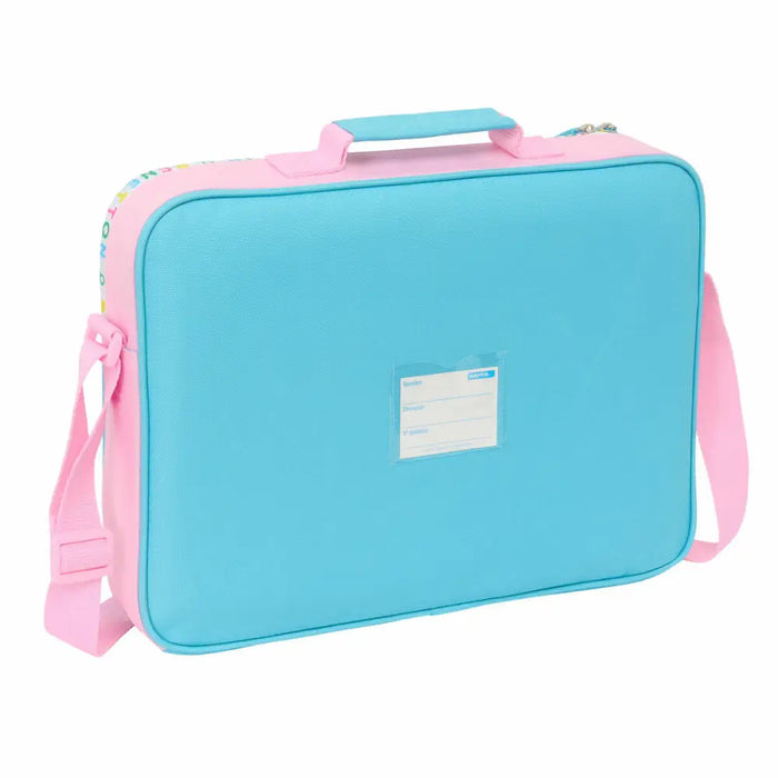 Ученическа Чанта Benetton Unique Розов цвят тюркоаз 38 x 28