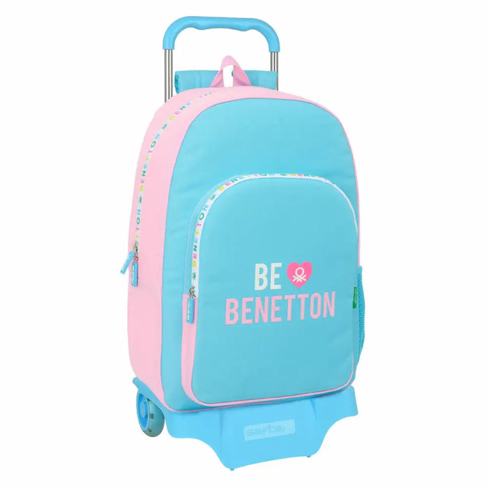 Училищна чанта с колелца Benetton Unique Розов цвят тюркоаз