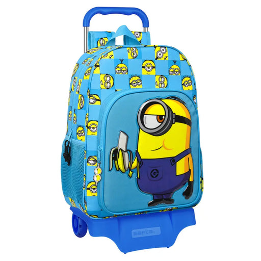 Училищна чанта с колелца Minions Minionstatic Син (33 x 42