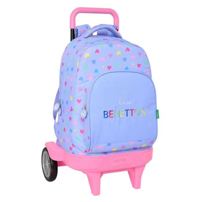 Училищна чанта с колелца Benetton Lila Люляк 33 x 45 x 22 cm