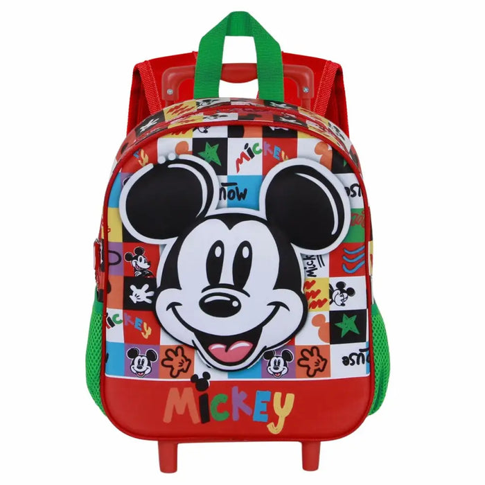 Училищна чанта с колелца Mickey Mouse Mood Червен Зелен 26