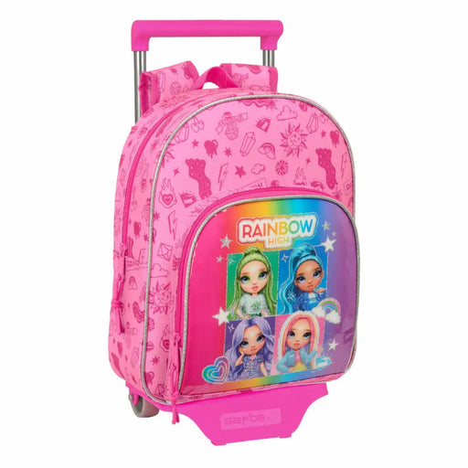 Училищна чанта с колелца Rainbow High Shine Многоцветен 28